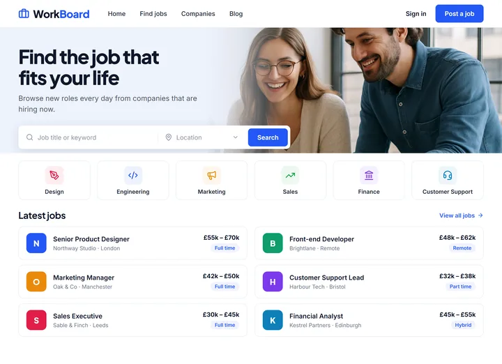 Example job board site built with a PremiumPress theme